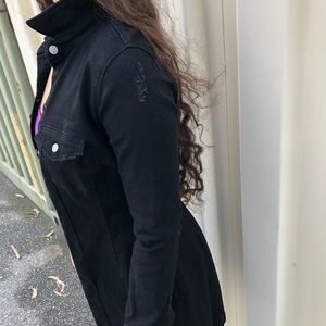 Zara Trafaluc distressed black trench coat small